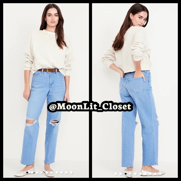 Old Navy High-Waisted OG Loose Ripped Jeans Ripped Indigo Plus Size 20 - Picture 3 of 4